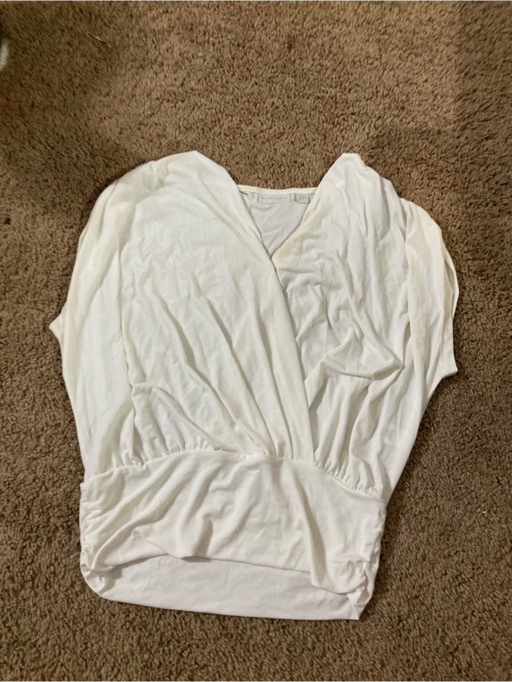 New York & Company Cream Wrap-Style Dolman Sleeve Top